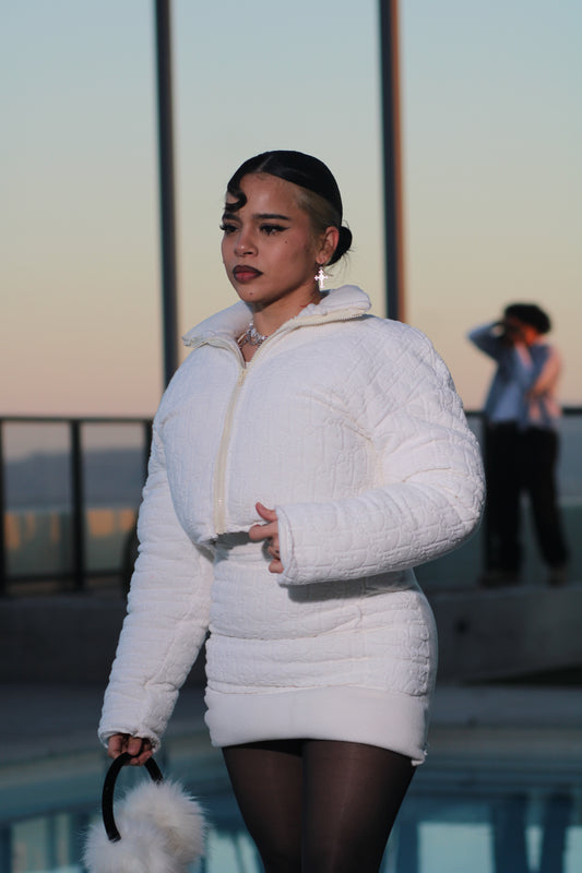 DIOR WHITE CROPPED PUFFER JACKET